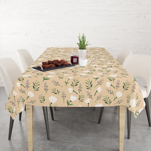 Witte bloemige vanille Scandinavisch Tafelkleed