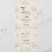 Witte Bloemige Vintage Elegante Trouw Menu (Voorkant)