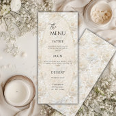 Witte Bloemige Vintage Elegante Trouw Menu