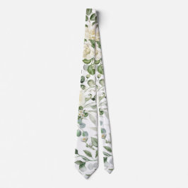 Witte bloemige vintage elegante trouw stropdas
