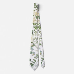 Witte bloemige vintage elegante trouw stropdas
