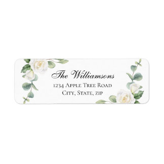 Witte bloemige vintage trouwadres retourlabels etiket