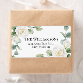 Witte bloemige vintage trouwadres retourlabels etiket