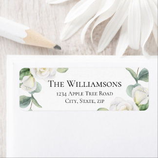 Witte bloemige vintage trouwadres retourlabels etiket