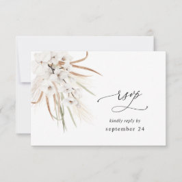 Witte bloemige zomer Boho met maaltijd RSVP Kaartje