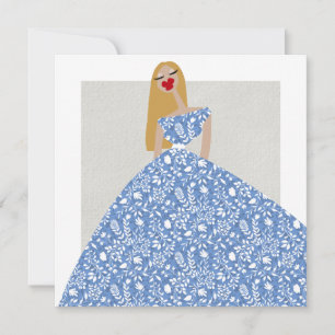 Witte bloemjurk Glam mode-illustratiekaart Kaart