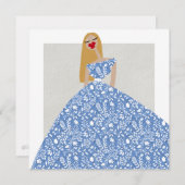 Witte bloemjurk mode-illustratiekaart kaart (Voorkant / Achterkant)