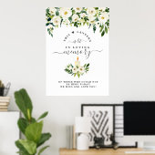 Witte bloemkaars 'Ter nagedachtenis' teken Poster (Thuiskantoor)