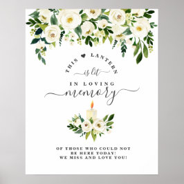 Witte bloemkaars 'Ter nagedachtenis' teken Poster
