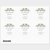 Witte bloemkaarslabel ronde sticker (Vel)