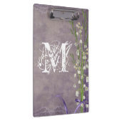 Witte Bloemkant Monogram Initiaal Clip Board Klembord (Rechts)