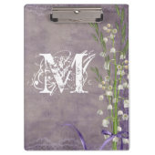 Witte Bloemkant Monogram Initiaal Clip Board Klembord (Voorkant)