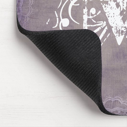 Witte Bloemkant Monogram Initiaal Muismat (Hoek)