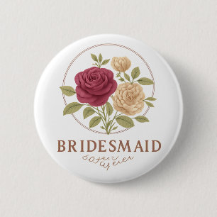 Witte bloemknop - Bruidsmeisje Ronde Button 5,7 Cm