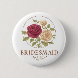 Witte bloemknop - Bruidsmeisje Ronde Button 5,7 Cm