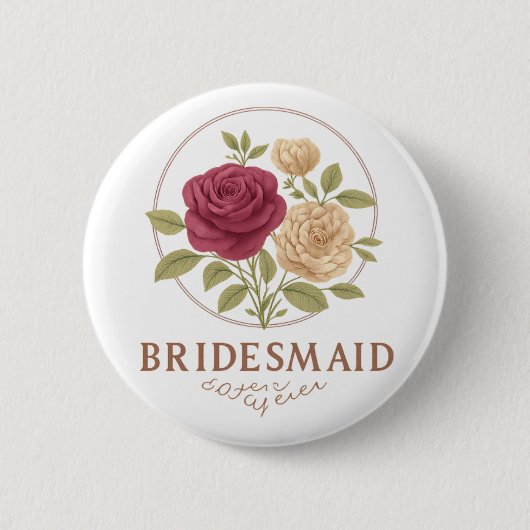 Witte bloemknop - Bruidsmeisje Ronde Button 5,7 Cm (Voorkant)
