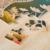 Witte bloemkonijn lente kunst  legpuzzel (Zijkant)