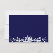 Witte bloemkool en juwelen blauwe bruiloft RSVP kaartje (Achterkant)