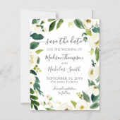 Witte bloemkrans Bewaar de datummagneten Magnetische Uitnodiging (Voorkant)