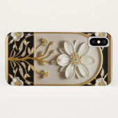 Witte bloemkunst met luxe goud Case-Mate iPhone case (Achterkant (horizontaal))