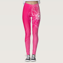 Witte bloemomtrek en lichtroze Leggings