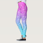 Witte bloempaisley op roze tot blauwe ombre leggings (Links)