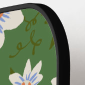 Witte bloempatroon groen pickleball paddle (Links Detail)
