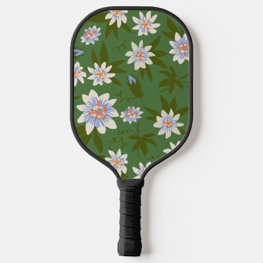 Witte bloempatroon groen pickleball paddle (Achterkant)
