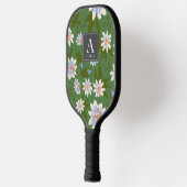Witte bloempatroon groen pickleball paddle (Links)
