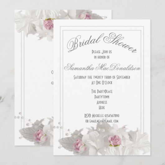 Witte bloempjes met een minimum aan vrijgezellenfe kaart (Voorkant / Achterkant)