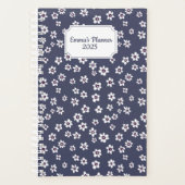 Witte bloemplanner met blauwe achtergrond | custom planner (Voorkant)