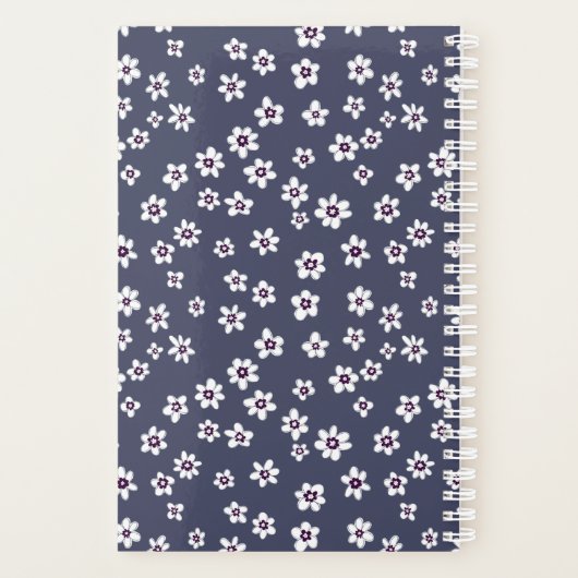 Witte bloemplanner met blauwe achtergrond | custom planner (Achterkant)