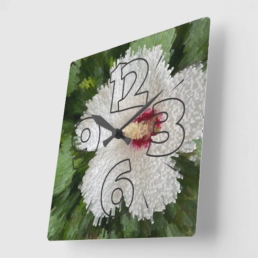 Witte bloempuzzel vierkante klok (Hoek)