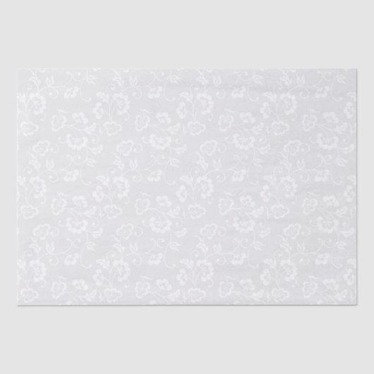 Witte bloemrank patroon op lichtgrijs tissuepapier (Voorkant)