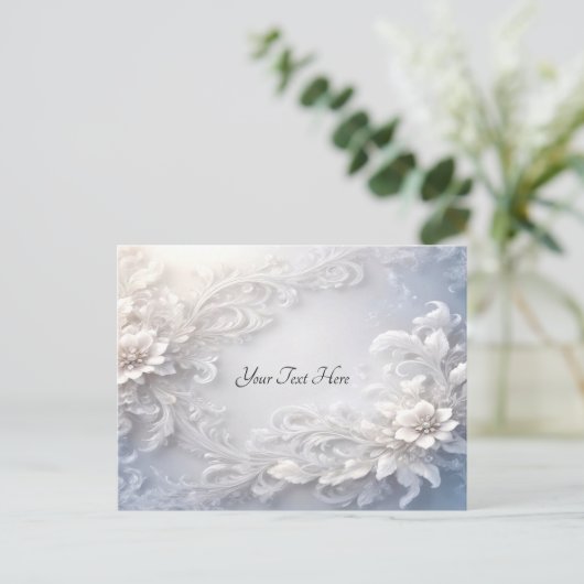 Witte Bloemrijke Briefkaart (Staand voorkant)