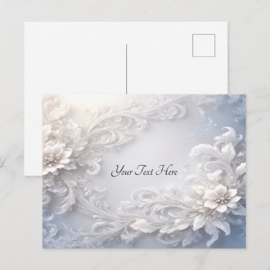 Witte Bloemrijke Briefkaart (Voorkant / Achterkant)