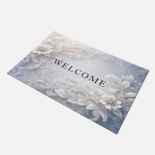 Witte Bloemrijke Deurmat (Schuin)