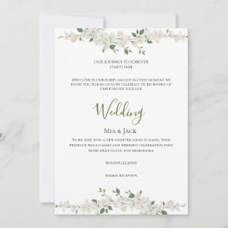 Witte bloemrijke elegantie groen wedding uitnodigi kaart