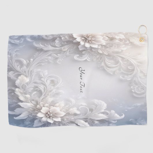 Witte Bloemrijke Golf Handdoek (Horizontaal)