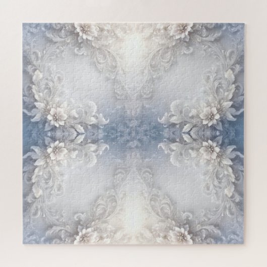 Witte Bloemrijke Jigsaw Puzzel (Horizontaal)