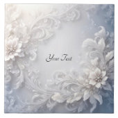 Witte Bloemrijke Keramische Tegel Tegeltje (Voorkant)