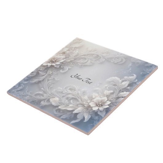 Witte Bloemrijke Keramische Tegel Tegeltje (Zijkant)