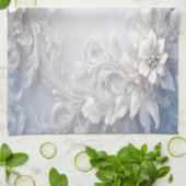 Witte Bloemrijke Keuken Handdoeken (Gevouwen)