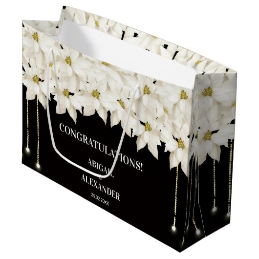 Witte bloemrijke luxe cadeautas (Voorkant Gekanteld)