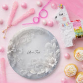 Witte Bloemrijke Papier Bord (Feest)