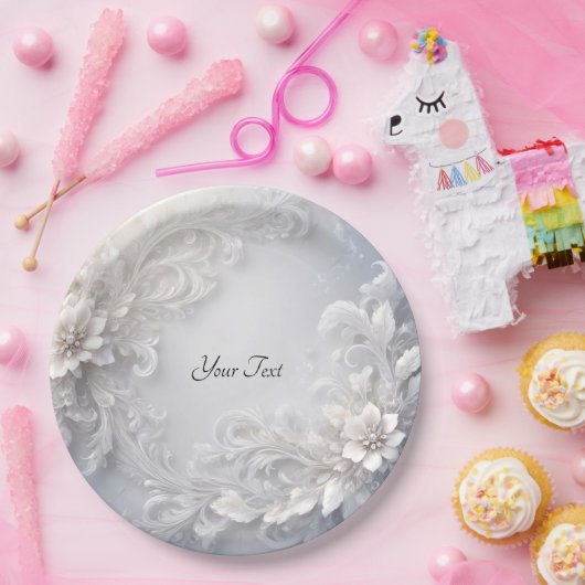 Witte Bloemrijke Papier Bord (Feest)