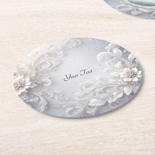 Witte Bloemrijke Papier Onderzetter (Gebogen)