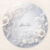 Witte Bloemrijke Papier Onderzetter (Voorkant)