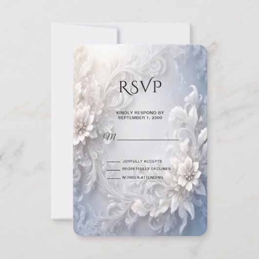 Witte Bloemrijke RSVP-kaart RSVP Kaartje (Voorkant)