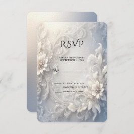 Witte Bloemrijke RSVP-kaart RSVP Kaartje